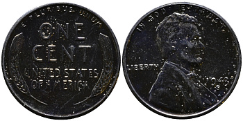 США 1 цент 1943 S (Сан-Франциско), Авраам Линкольн KM 132 a сталь плакированная цинком 4392-1239