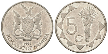 Намибия 5 центов 1993 KM 1 сталь плакированная никелем 4618-716
