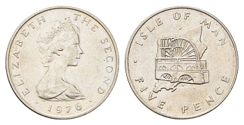 Остров Мэн 5 пенсов 1976 Елизавета II (1952-2022) KM 35 медно-никель UNC 4703-1033