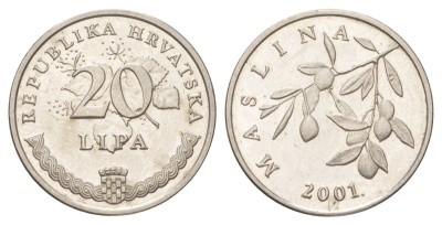 Хорватия 20 лип 2001 нечетный год KM 7 сталь плакированная никелем UNC 4625-518