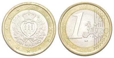 Сан-Марино 1 евро 2004 KM 446 биметалл UNC 4646-517