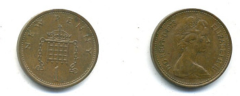 Великобритания 1 пенни 1971 Елизавета II (1952-2022) KM 915, Spink 4237 (B1) бронза 35-734