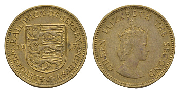 Джерси 1/4 шиллинга 1957 KM 22 никель латунь 4659-613