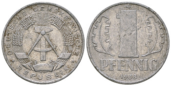 ГДР 1 пфенниг 1968 А КМ 8.1 алюминий 4615-1235