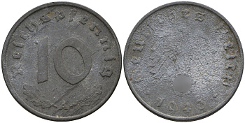 Германия 10 рейхспфеннигов 1943 A KM 101, J.371 цинк 4151-238