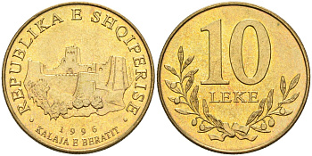 Албания 10 леков 1996 KM 77 латунь UNC 3336-815