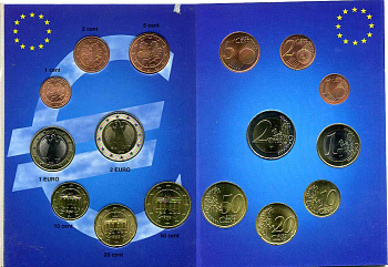 ФРГ евронабор из 8 монет 2002 F  биметалл  UNC  1-6-2-43