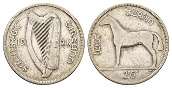 Ирландия 1/2 кроны 1928 лошадь KM 8 серебро 1517-1333