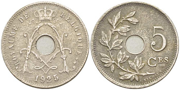 Бельгия 5 сантимов 1925 Belgique, Альберт I (1909-1934) KM 66 медно-никель 100-919