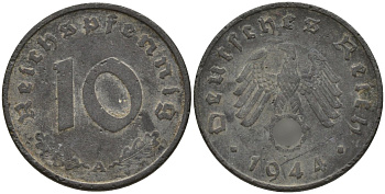 Германия 10 рейхспфеннигов 1944 A KM 101, J.371 цинк 4151-311