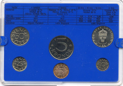 Швеция набор монетного двора из 6 монет 1981 в пластике, Карл XVI Густав (1973- ) KM MS19 UNC 7-5-7-186