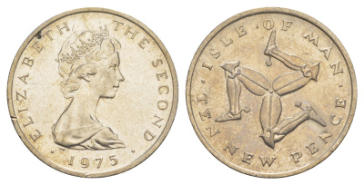 Остров Мэн 10 пенсов 1975 Елизавета II (1952-2022) KM 23 медно-никель aUNC 4648-216