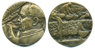 ФРАНЦИЯ МЕДАЛЬ 1919 ДА ЗДРАВСТВУЕТ БУРГУНДИЯ, УРОЖАИ ВИНА 1904, 1911, 1915, 1919 110 мм, около 500 гр бронза 15-2-7