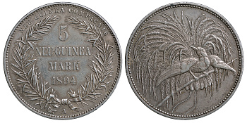 Германская Новая Гвинея 5 марок 1894 J. 707, KM 7 серебро 10-005-75