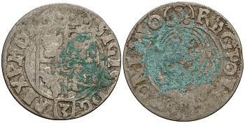 Польша 3 полкера (3 полторака - 1 крейцер) ND (1620-1627) Сигизмунд III Ваза (1587-1632) KM 41 серебро 4158-1046