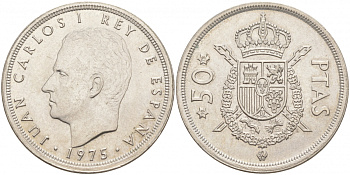 Испания 50 песет 1975 (78) Хуан Карлос I (1975-2014) KM 809 медно-никель 69-222