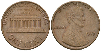 США 1 цент 1977 KM 201 медь цинк 4580-711