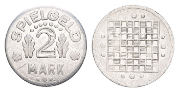 Германия игровой жетон в 2 марки ND разновидность - Глобус, вес 0,8 гр, диаметр 20 мм алюминий UNC 4636-959