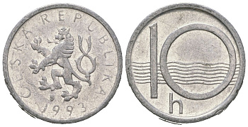 Чехия 10 геллеров 1993 KM 6 алюминий 4621-426