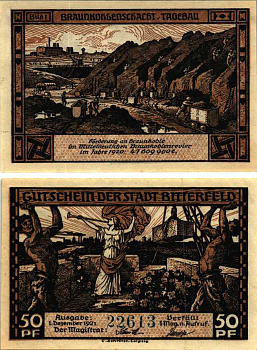 БИТТЕРФЕЛЬД 50 ПФЕННИГОВ 1921 НОТГЕЛЬД, 1 ДЕКАБРЯ 1921, ЗЕМЛЯ САКСОНИЯ-АНХАЛЬТ, BILD 1 Grabowski 111.3 бумага 6318-46-3-1