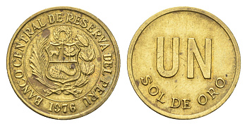 Перу 1 соль 1976 KM 266.1 латунь 4664-624