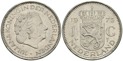 Нидерланды 1 гульден 1973 Юлиана (1948-1980) KM 184a никель 4579-541