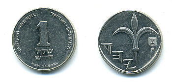 Израиль 1 новый шекель 1999 JE 5759, лилия KM 160а сталь плакированная никелем 4387-1114