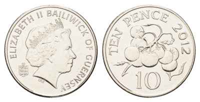 Гернси 10 пенсов 2012 год-тип, помидоры KM 149a сталь плакированная никелем UNC 4660-854