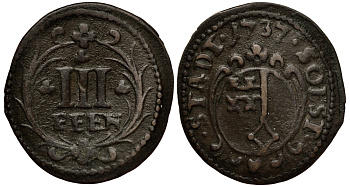 Соест 3 пфеннига 1737 KM 24 медь 413-2912