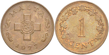 Мальта 1 цент 1977 KM 8 бронза 4521-1144