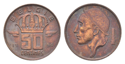 Бельгия 50 сантимов 1994 Belgie, Бодуэн I (1951-1993) KM 149 бронза 4705-316