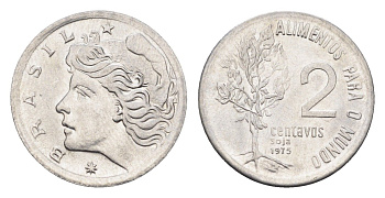 Бразилия 2 сентаво 1975 ФАО - Соя KM 586 нержавеющая сталь UNC 4664-516