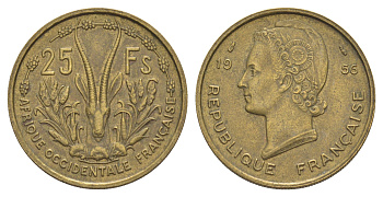 Французская Западная Африка 25 франков 1956 KM 7 медь алюминий 4637-236