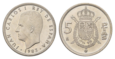 Испания 5 песет 1983 Хуан Карлос I (1975-2014) KM 823 медно-никель UNC 3999-1226
