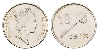 Фиджи 10 центов 2009 KM 120 сталь плакированная никелем UNC 4668-568