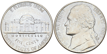 США 5 ЦЕНТОВ 2003 P ДЖЕФФЕРСОН KM A192 медно-никель 190-215