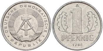 ГДР 1 пфенниг 1986 A KM 8.2 алюминий 192-536