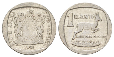 ЮАР 1 ранд 1991 KM 138 медь плакированная никелем 4627-232