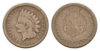 США 1 цент 1860 KM 90 медно-никель 4655-514