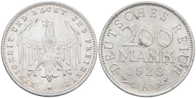 Германия 200 марок 1923 А J.304,  KM 35 алюминий 4116-356