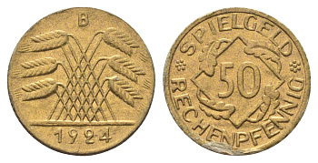 Германия игровой жетон в 50 рентенпфеннигов 1924 диаметр 23 мм, вес 0,4 гр картон 4704-217