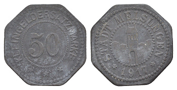 Мельзунген 50 пфеннигов 1917 Funck 327.2, Men18 20756.2 цинк 4637-1226