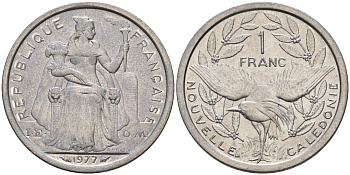 Французская Новая Каледония 1 франк 1977 KM 10 алюминий 4153-644