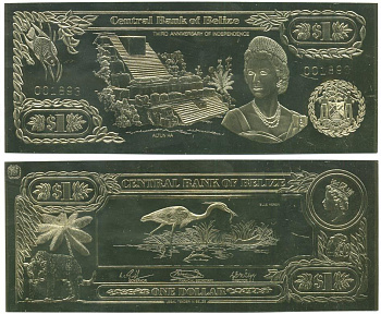 Белиз 1 доллар 1984 серия для коллекционеров, птицы золото, бумага UNC (пресс) 000-00-00