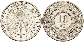 Нидерландские Антилы 10 центов 1992 Беатрикс (1980-2013) KM 34 никелированная сталь 4169-357