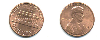 США 1 ЦЕНТ 1983 ЛИНКОЛЬН KM 201b цинк плакированный медью 86-139