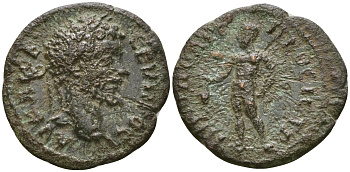 Римская Империя, Провинция Нижняя Мезия, Никополь-на-Истре AE 193 - 211 Септимий Север, бюст императора / Гермес ( R ) Varbanov 2361 бронза 1100-7-65