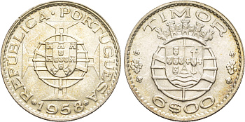 Португальский Тимор 6 эскудо 1958  KM 15 серебро  aUNC  4635-853