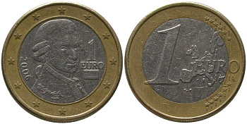 Австрия 1 евро 2006 Моцарт KM 3088 биметалл 4573-922