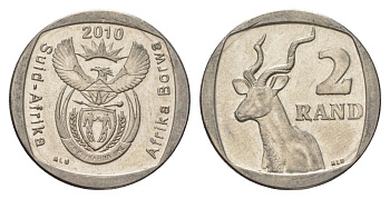 ЮАР 2 ранда 2010 KM 498 медь плакированная никелем 4628-246